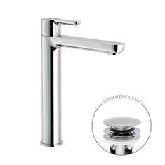 Immagine di Nobili ABC miscelatore monocomando per bacinella H.27 cm, con scarico 1 1/4” push, a risparmio energetico e idrico, finitura cromo ABH87128/2CR