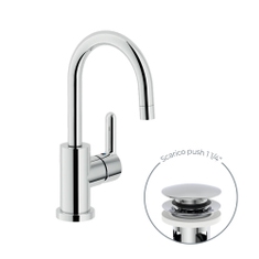 Immagine di Nobili ABC miscelatore monocomando da cucina per lavello, con scarico, finitura cromo AB87338/2CR