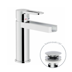 Immagine di Nobili NEW ROAD miscelatore lavabo monocomando con bocca a cascata, scarico 1 1/4” push, finitura cromo RDC0118/2CR