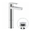 Immagine di Nobili NEW ROAD miscelatore lavabo monocomando H.23 cm a bacinella con bocca a cascata, con scarico 1 1/4” push, finitura cromo RDC0158/2CR