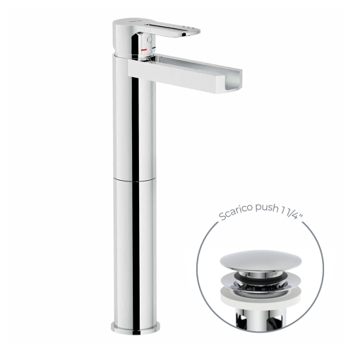 Immagine di Nobili NEW ROAD miscelatore lavabo monocomando H.31 cm a bacinella con bocca a cascata, finitura cromo RDC0128/2CR