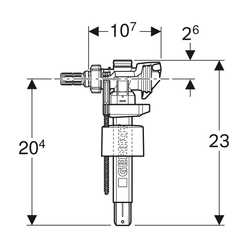 Immagine di Geberit rubinetto a galleggiante tipo 383 con allacciamento idrico laterale 3/8" codolo in ottone 240.784.00.5