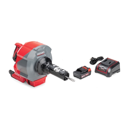 Immagine di Ridgid K-46 SinkSnake stasatore a batteria, con cavo IC da 8 mm per 7.6 m, batteria da 18 V 2,5 Ah e caricabatterie 78063