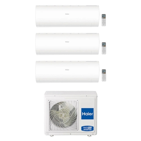 Immagine di Haier PEARL R32 Climatizzatore a parete trial split inverter Wi-Fi bianco | unità esterna 7 kW unità interne 7000+7000+7000 BTU 3U70S2SR5FA+AS[20|20|20]PBAHRA