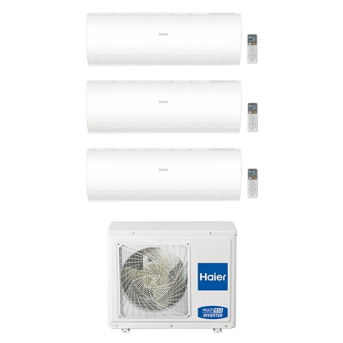 Immagine di Haier PEARL R32 Climatizzatore a parete trial split inverter Wi-Fi bianco | unità esterna 7 kW unità interne 7000+7000+7000 BTU 3U70S2SR5FA+AS[20|20|20]PBAHRA