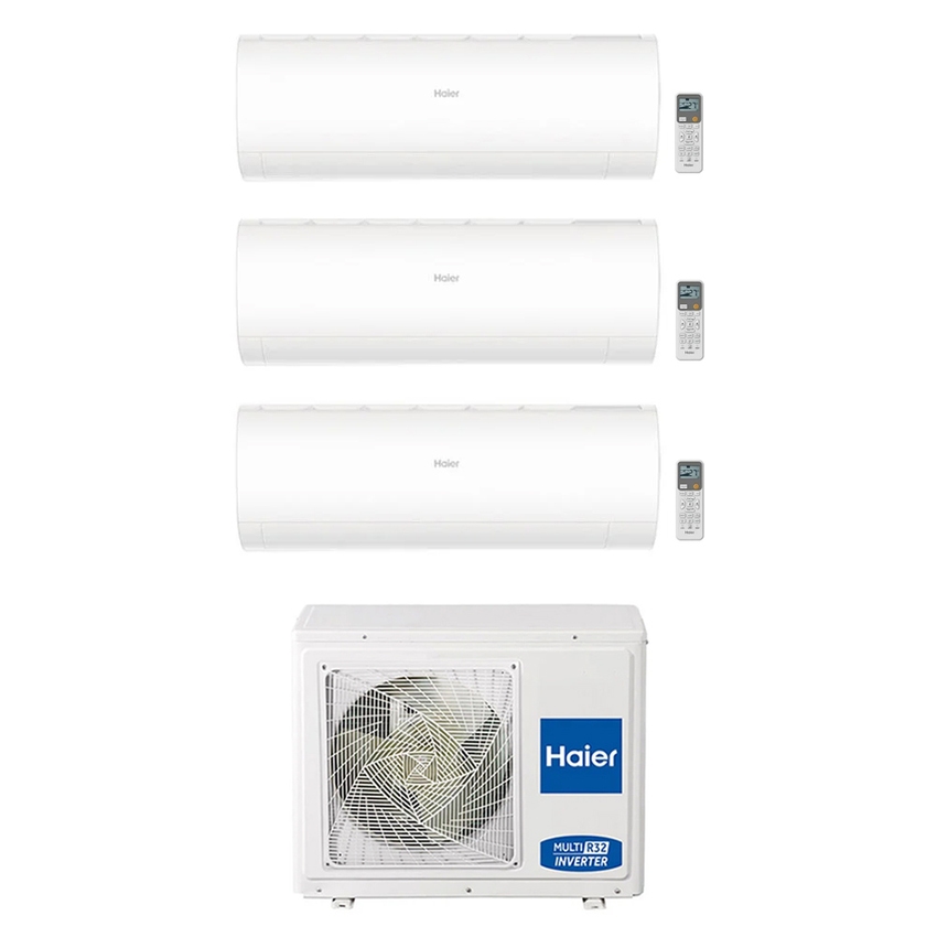 Immagine di Haier PEARL R32 Climatizzatore a parete trial split inverter Wi-Fi bianco | unità esterna 7 kW unità interne 7000+7000+12000 BTU 3U70S2SR5FA+AS[20|20|35]PBAHRA