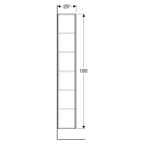Immagine di Geberit ICON mobile a colonna sospeso H.180 cm, con un'anta, colore bianco finitura lucido 502.316.01.1