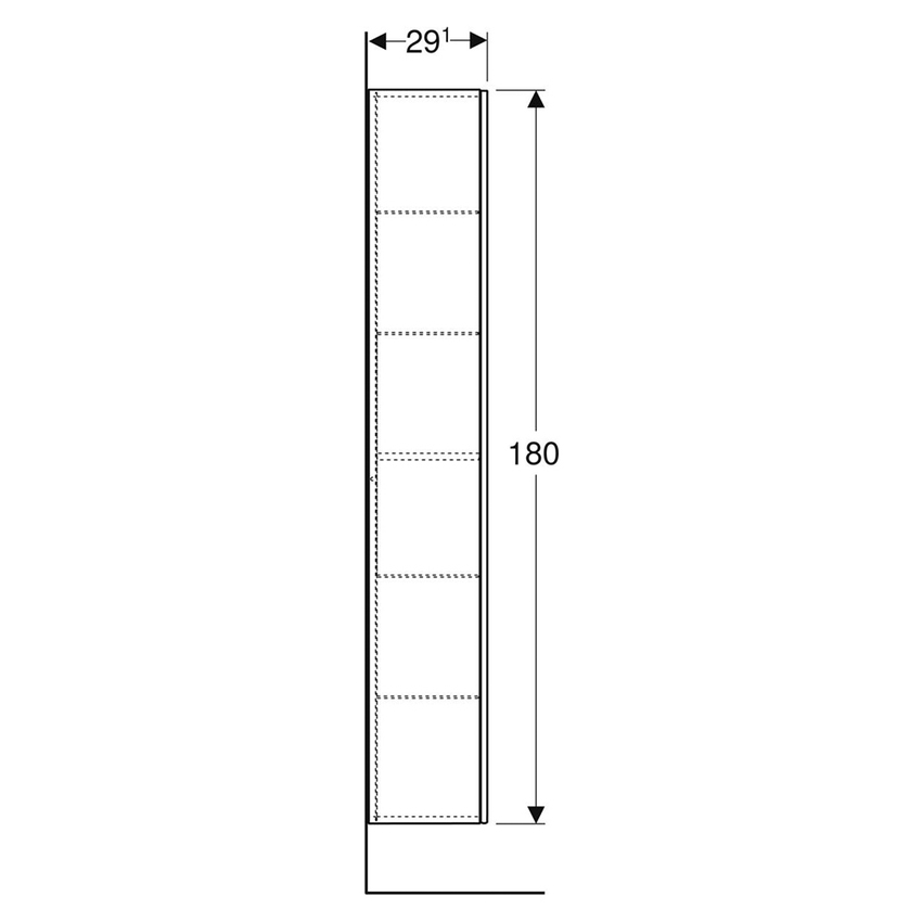 Immagine di Geberit ICON mobile a colonna sospeso H.180 cm, con un'anta, colore bianco finitura lucido 502.316.01.1