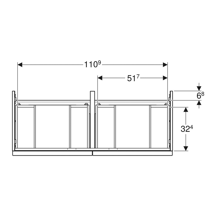 Immagine di Geberit ICON mobile per lavabo 120 cm con quattro cassetti, colore bianco finitura lucido 502.309.01.1