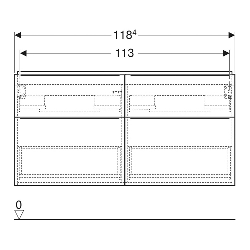 Immagine di Geberit ICON mobile per lavabo 120 cm con quattro cassetti, colore bianco finitura lucido 502.309.01.1