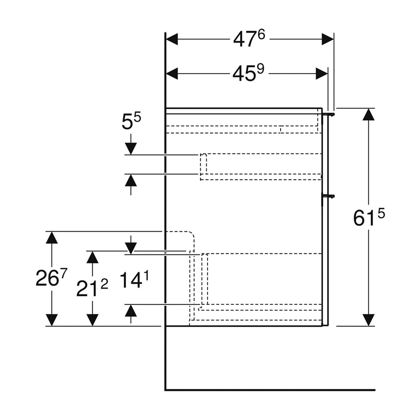 Immagine di Geberit ICON mobile per lavabo 120 cm con quattro cassetti, colore bianco finitura lucido 502.309.01.1