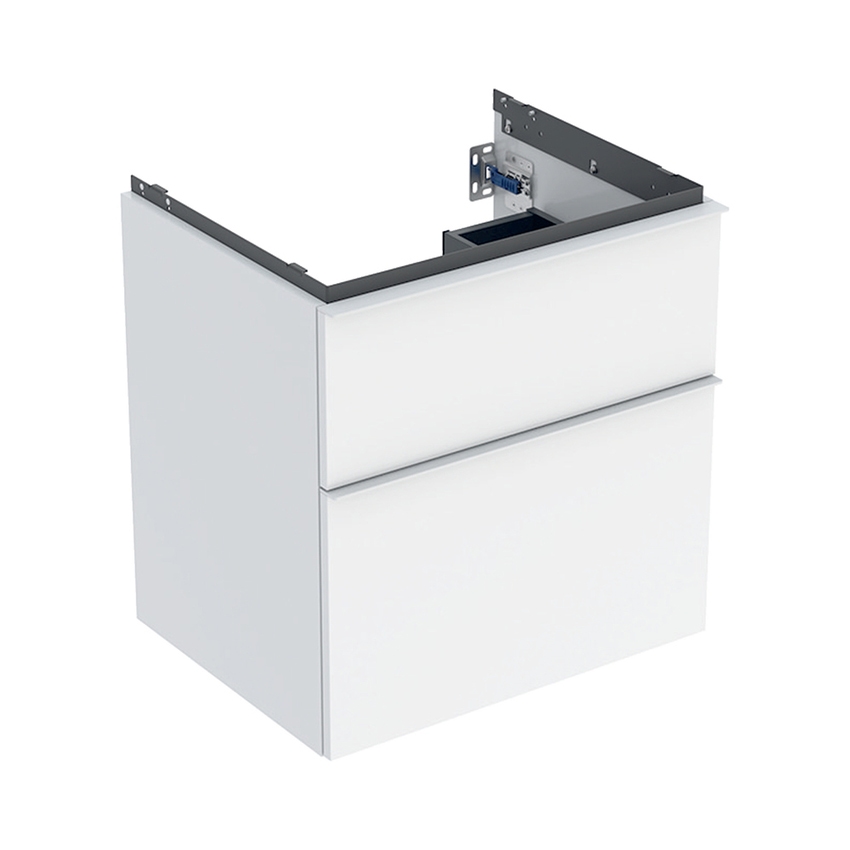 Immagine di Geberit ICON mobile sospeso L.60 cm per lavabo, con due cassetti, maniglia finitura cromo, colore bianco finitura lucido 502.303.01.1