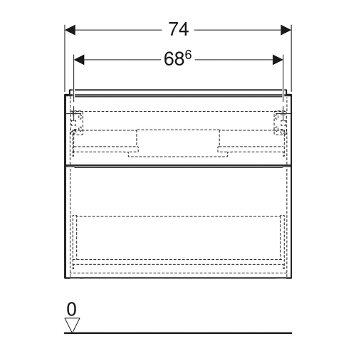 Immagine di Geberit ICON mobile sospeso L.75 cm per lavabo, con due cassetti, maniglia finitura cromo, colore bianco finitura lucido 502.304.01.2