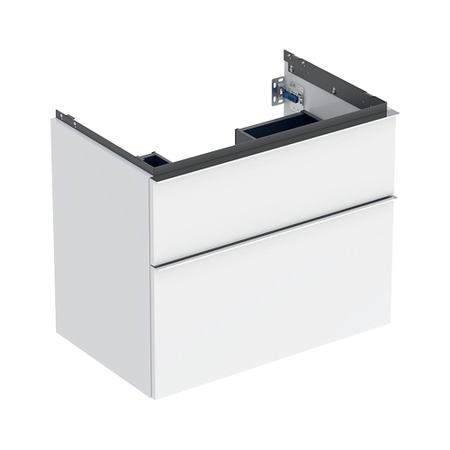 Immagine di Geberit ICON mobile sospeso L.75 cm per lavabo, con due cassetti, maniglia finitura cromo, colore bianco finitura lucido 502.304.01.2
