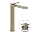 Immagine di Gessi VIA MERAVIGLI miscelatore monocomando H.30 cm per lavabo, con scarico Stop&Go e flessibili, finitura finox brushed nickel 56053#149