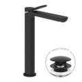 Immagine di Gessi VIA MERAVIGLI miscelatore monocomando H.30 cm per lavabo, con scarico Stop&Go e flessibili, colore nero finitura opaco 56053#299