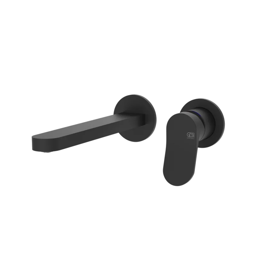Immagine di Gessi VIA MERAVIGLI miscelatore a parete per lavabo, senza corpo incasso, colore nero finitura opaco 56088#299