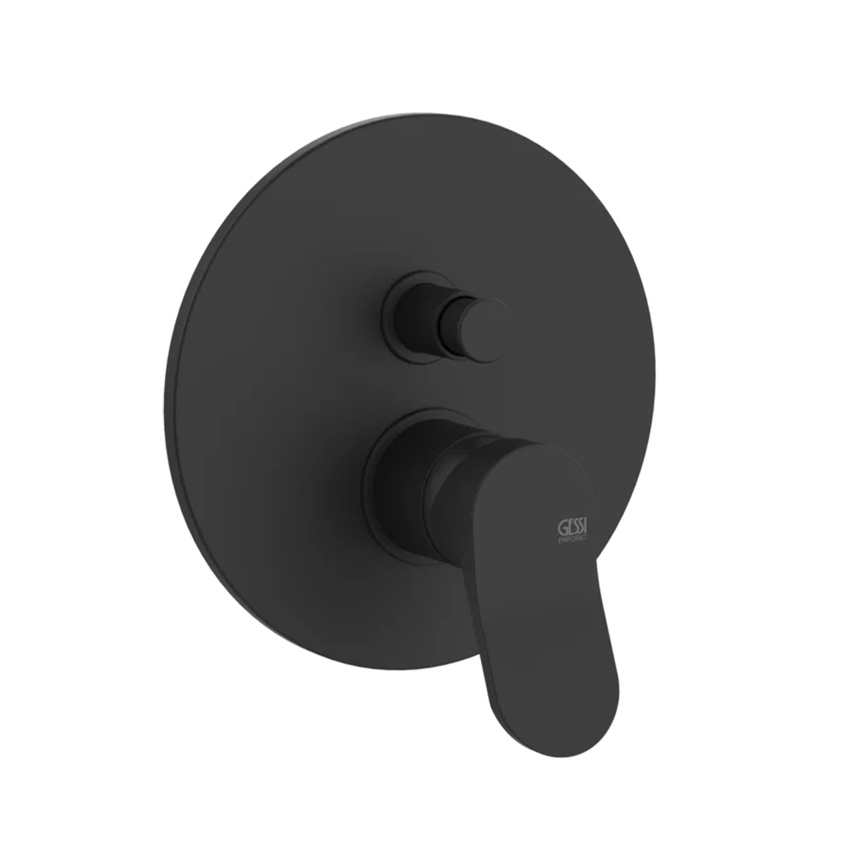 Immagine di Gessi VIA MERAVIGLI miscelatore per doccia a parete, 2 vie, con deviatore, senza corpo incasso, colore nero finitura opaco 56080#299
