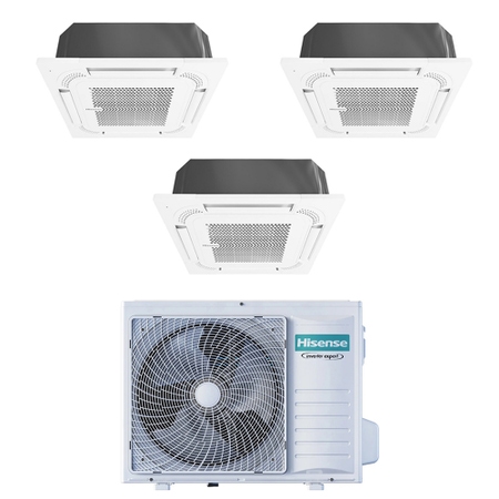 Immagine di Hisense CASSETTA commerciale R32 Climatizzatore a cassetta trial split inverter bianco | unità esterna 5.2 kW unità interne 9000+9000+9000 BTU 3AMW52U4RJC+ACT[26|26|26]UR4RCC8