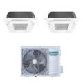 Immagine di Hisense CASSETTA commerciale R32 Climatizzatore a cassetta dual split inverter bianco | unità esterna 6.3 kW unità interne 9000+9000 BTU 3AMW62U4RJC+ACT[26|26]UR4RCC8
