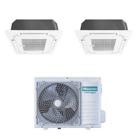 Immagine di Hisense CASSETTA commerciale R32 Climatizzatore a cassetta dual split inverter bianco | unità esterna 7 kW unità interne 9000+9000 BTU 3AMW72U4RJC+ACT[26|26]UR4RCC8