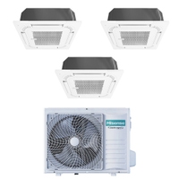 Immagine di Hisense CASSETTA commerciale R32 Climatizzatore a cassetta trial split inverter bianco | unità esterna 8 kW unità interne 9000+9000+12000 BTU 4AMW81U4RJC+ACT[26|26|35]UR4RCC8