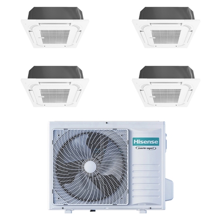 Immagine di Hisense CASSETTA commerciale R32 Climatizzatore a cassetta quadri split inverter bianco | unità esterna 8 kW unità interne 9000+9000+9000+9000 BTU 4AMW81U4RJC+ACT[26|26|26|26]UR4RCC8