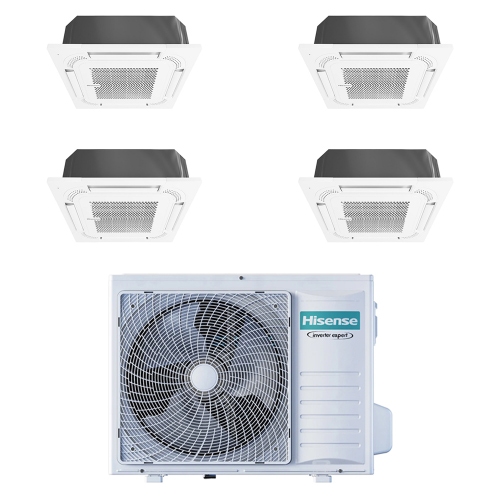 Immagine di Hisense CASSETTA commerciale R32 Climatizzatore a cassetta quadri split inverter bianco | unità esterna 8 kW unità interne 9000+9000+9000+9000 BTU 4AMW81U4RJC+ACT[26|26|26|26]UR4RCC8