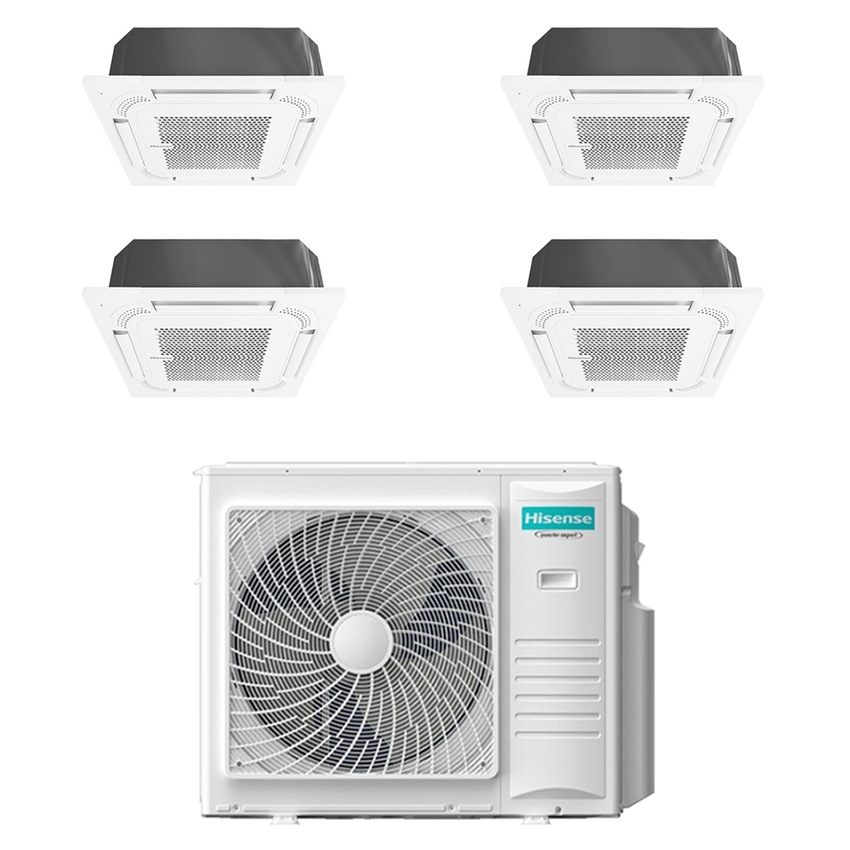 Immagine di Hisense CASSETTA commerciale R32 Climatizzatore a cassetta quadri split inverter Wi-Fi optional bianco | unità esterna 10 kW unità interne 12000+12000+12000+12000 BTU 4AMW105U4RAA+ACT[35|35|35|35]UR4RCC8