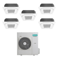 Immagine di Hisense CASSETTA commerciale R32 Climatizzatore a cassetta penta split inverter bianco | unità esterna 12.5 kW unità interne 9000+9000+9000+9000+12000 BTU 5AMW125U4RTA+ACT[26|26|26|26|35]UR4RCC8