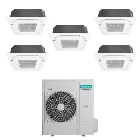 Immagine di Hisense CASSETTA commerciale R32 Climatizzatore a cassetta penta split inverter bianco | unità esterna 12.5 kW unità interne 9000+9000+9000+9000+9000 BTU 5AMW125U4RTA+ACT[26|26|26|26|26]UR4RCC8
