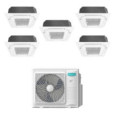 Immagine di Hisense CASSETTA 60x60 Climatizzatore a cassetta penta split inverter bianco | unità esterna R32 10 kW unità interne 9000+9000+9000+9000+9000 BTU 5AMW105U4RQC+ACT[26|26|26|26|26]UR4RCC8