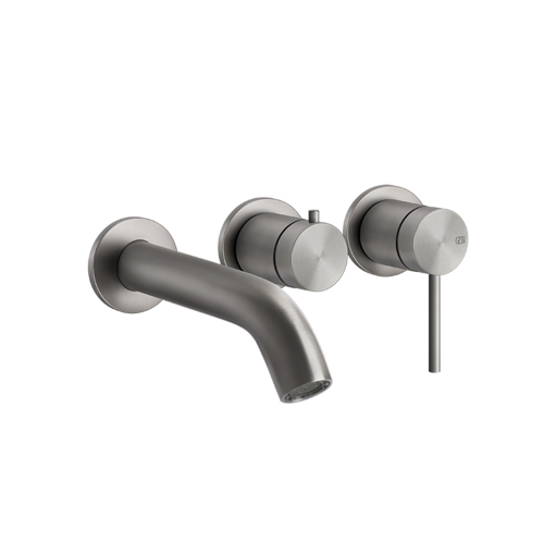 Immagine di Gessi 316 miscelatore vasca, a parete, con deviatore, senza corpo incasso, finitura steel brushed 54140#239