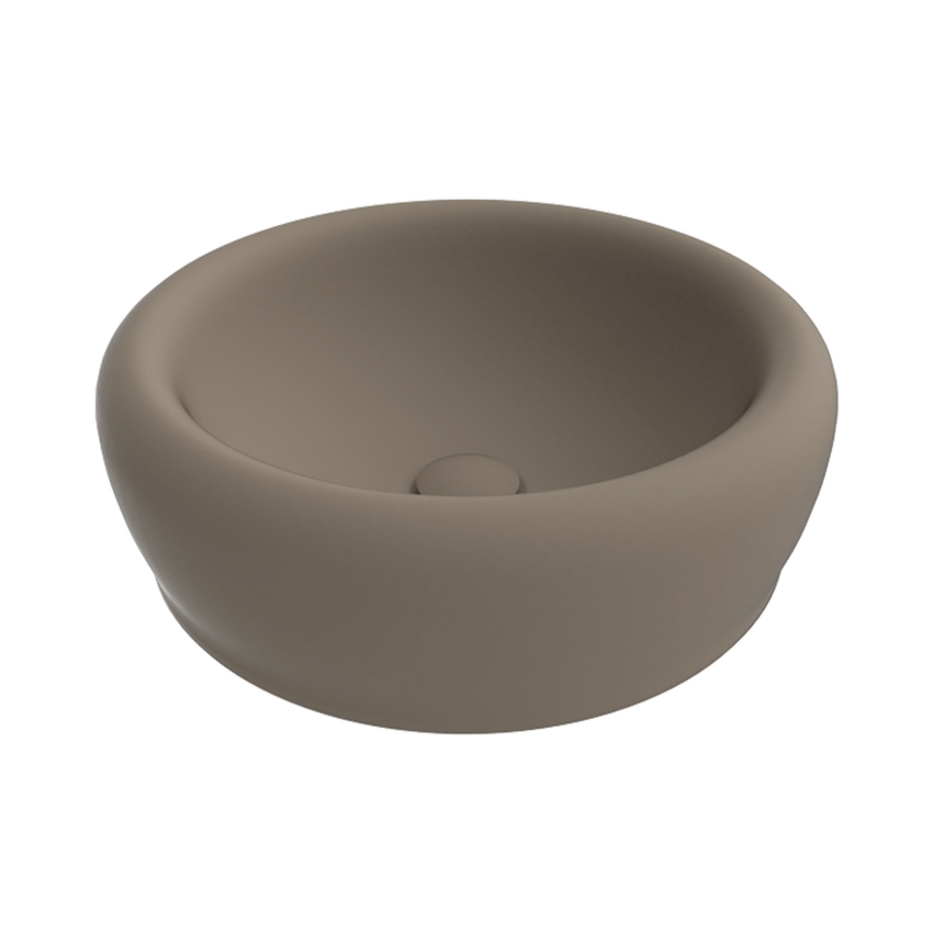 Immagine di Flaminia SIENA lavabo da appoggio Ø 46 cm, senza foro rubinetteria e troppopieno, colore fango finitura opaco SN46AFAN