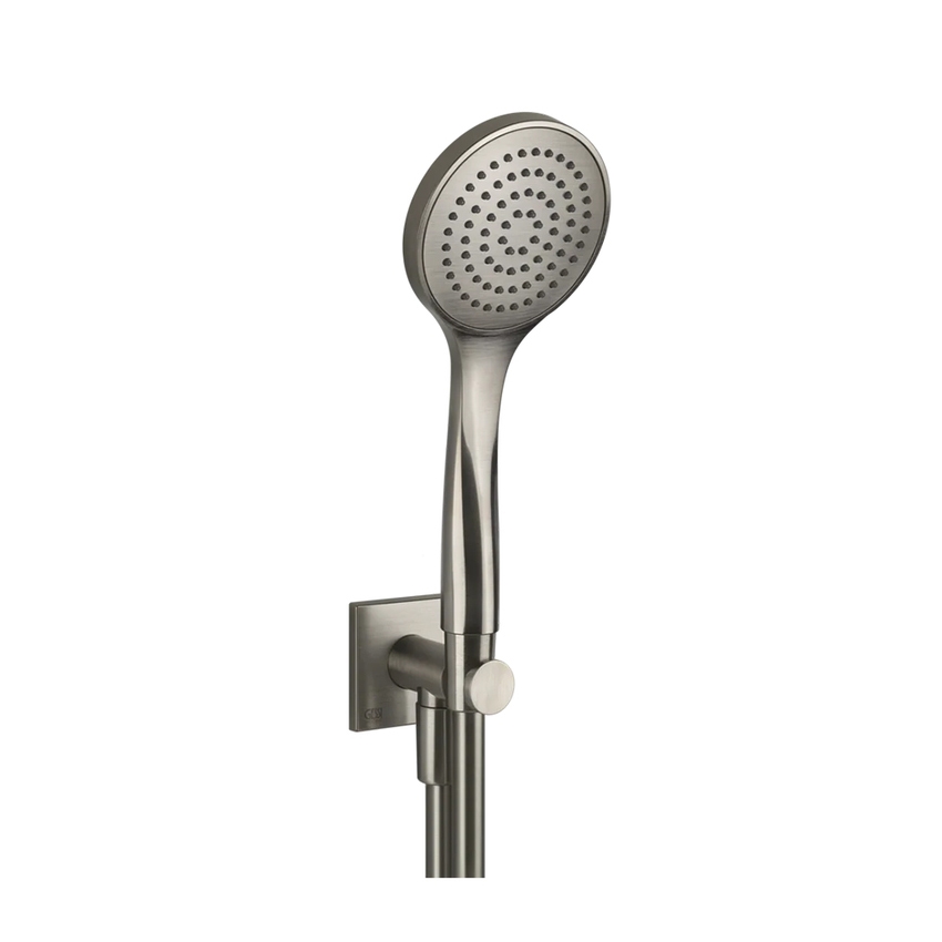 Immagine di Gessi EMPORIO SHOWER set doccia con presa acqua, doccetta anticalcare e flessibile 150 cm, finitura finox brushed nickel 47323#149