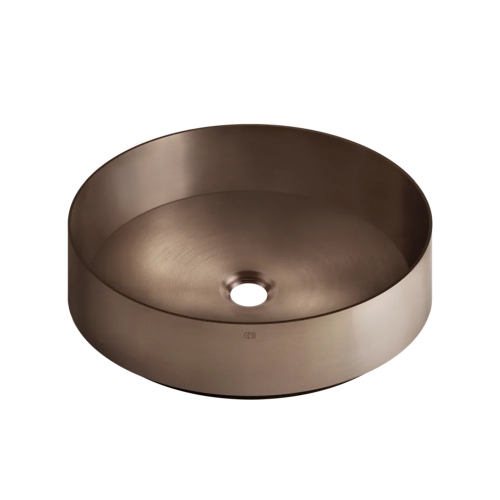 Immagine di Gessi TOTAL LOOK lavabo in acciaio Ø40 cm, d'appoggio, senza troppopieno, finitura copper brushed PVD 54601#708