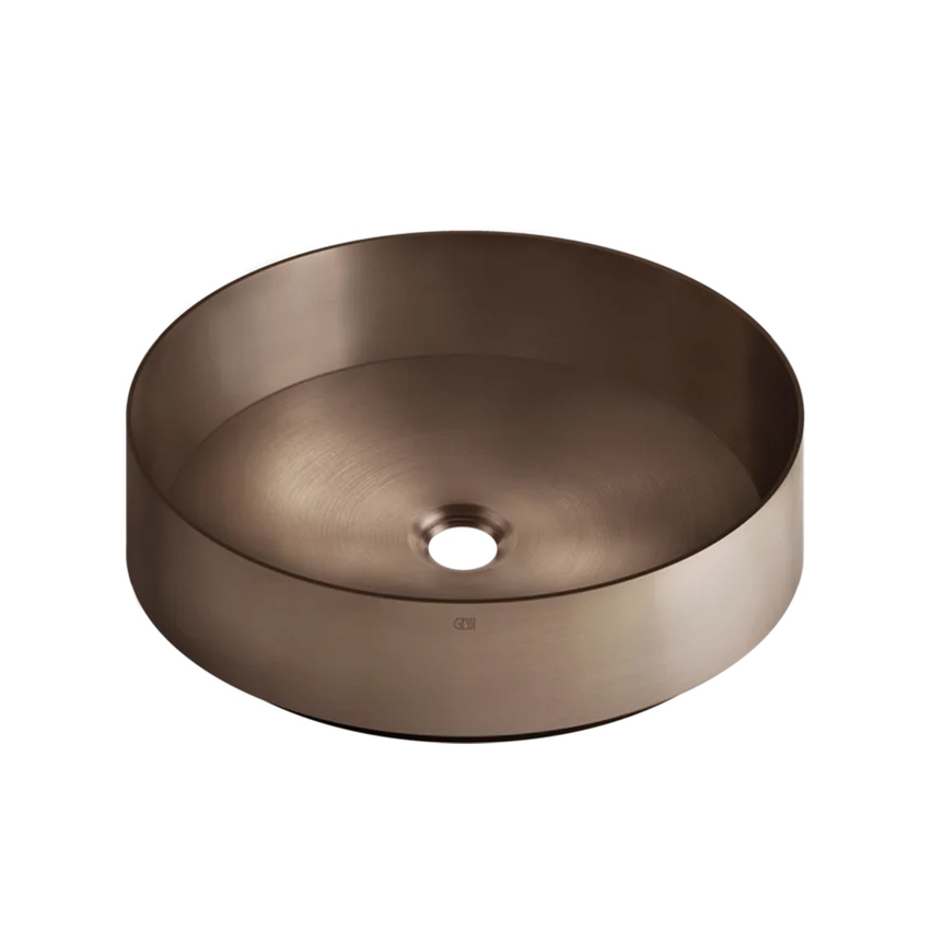 Immagine di Gessi 316 TOTAL LOOK lavabo in acciaio Ø40 cm, d'appoggio, senza troppopieno, finitura copper brushed PVD 54601#708