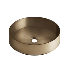 Immagine di Gessi TOTAL LOOK lavabo in acciaio Ø40 cm, d'appoggio, senza troppopieno, finitura Warm bronze brushed PVD 54601#726
