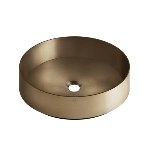 Immagine di Gessi TOTAL LOOK lavabo in acciaio Ø40 cm, d'appoggio, senza troppopieno, finitura Warm bronze brushed PVD 54601#726