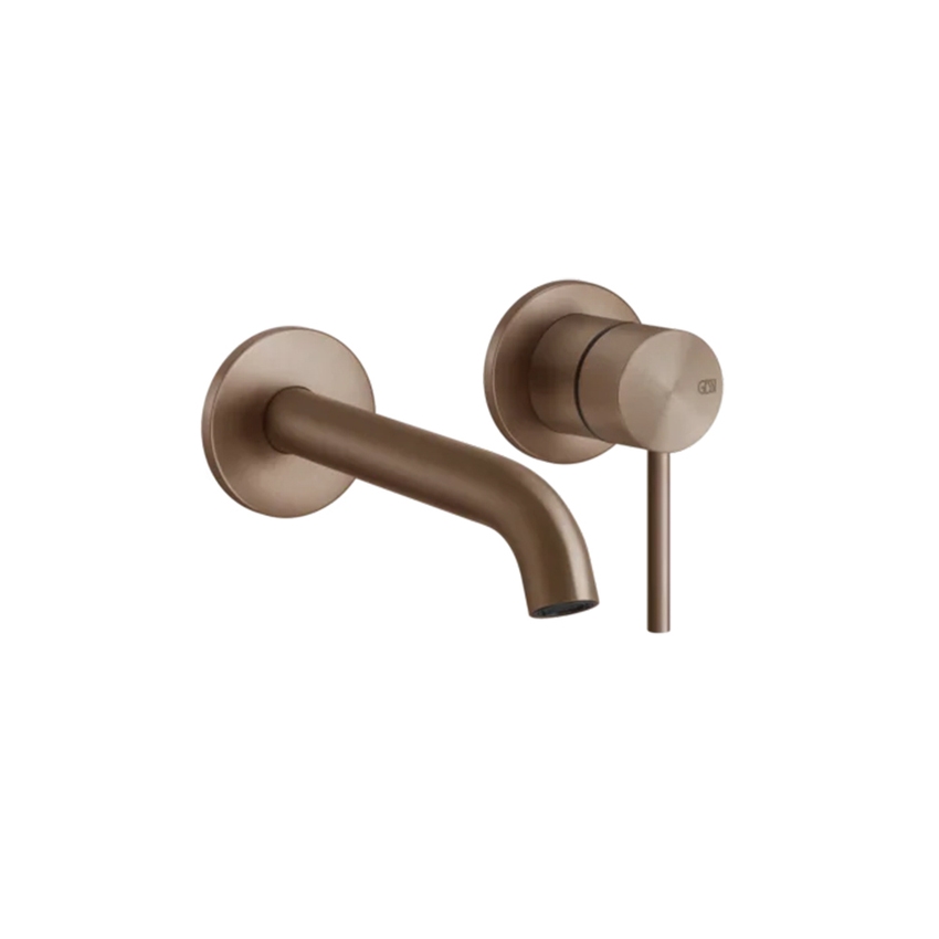 Immagine di Gessi 316 FLESSA miscelatore lavabo a parete P.21 cm, senza scarico, finitura copper brushed PVD 54086#708