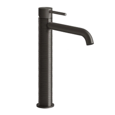 Immagine di Gessi 316 TRAME miscelatore lavabo P.19 cm, senza scarico, con flessibili di collegamento, finitura black metal brushed PVD 54306#707