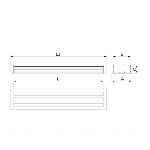 Immagine di Tecnosystemi Diffusore anticondensa lineare a vista L.60 cm, 3 feritoie, con serranda e deflettore centrale PWD301494