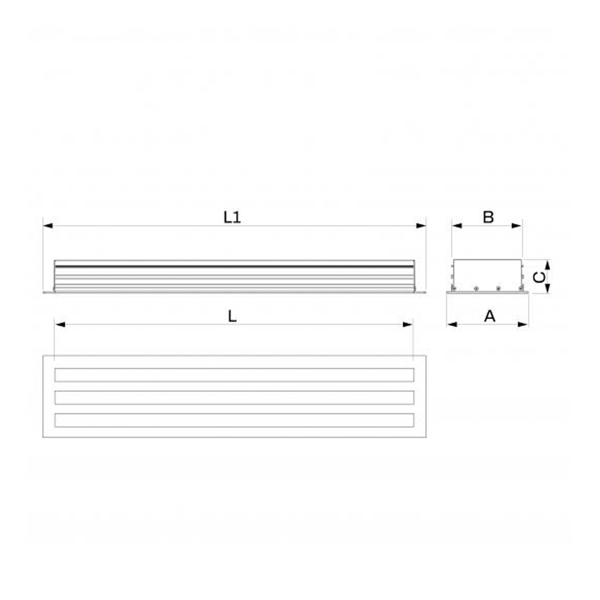 Immagine di Tecnosystemi Diffusore anticondensa lineare a vista L.60 cm, 3 feritoie, con serranda e deflettore centrale PWD301494