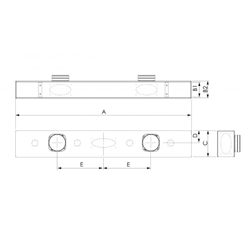 Immagine di Tecnosystemi Plenum isolato ribassato L.63 cm, con attacco superiore predisposto con ingresso posteriore per diffusore lineare a 3 feritoie PWD301396
