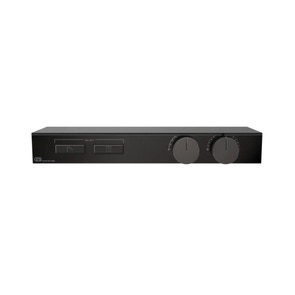 Immagine di Gessi HI-FI SHELF miscelatore termostatico a mensola, a due funzioni indipendenti, con pulsanti on-off, senza corpo incasso, mensola in cristallo temprato nero, finitura black metal PVD 63022#706