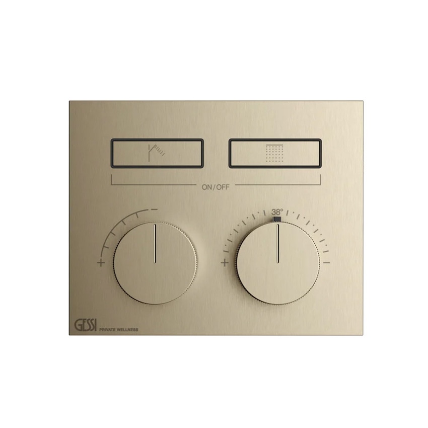 Immagine di Gessi HI-FI COMPACT miscelatore termostatico a due funzioni simultanee, con pulsanti on-off, senza corpo incasso, finitura finox brushed nickel 63004#149