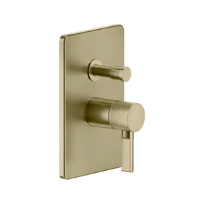 Immagine di Gessi INCISO SHOWER miscelatore a parete, 2 uscite con deviatore automatico bagno/doccia, senza corpo incasso, finitura brushed brass PVD 58079#727