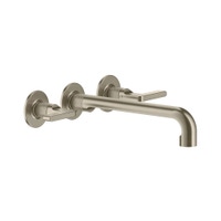Immagine di Gessi INCISO- gruppo lavabo P.27 cm, tre fori a parete, senza scarico, finitura finox brushed nickel 58092#149