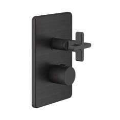 Immagine di Gessi INCISO+ miscelatore termostatico per doccia, a parete, 2 uscite, senza corpo incasso, finitura aged Bronze 58234#187