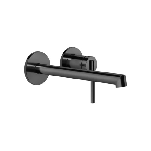 Immagine di Gessi INGRANAGGIO miscelatore lavabo, a parete, P.21 cm, senza scarico e senza corpo incasso, finitura black metal PVD 63583#706